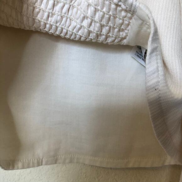 & Other Stories Puff Sleeve Fitted Cropped Top Smocked Back Ivory Milk Maid - Picture 10 of 12